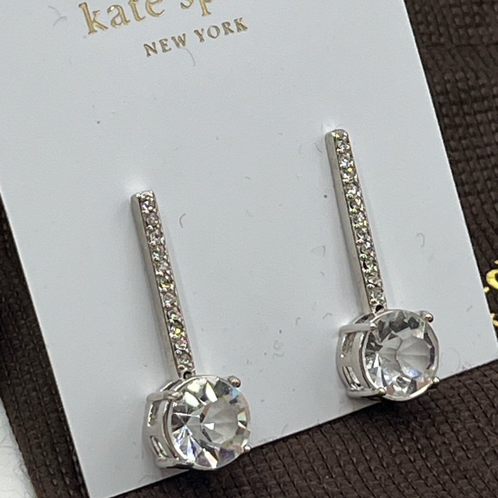 Kate Spade New York Faceted
Clink of Ice Linear Silver Plated‎ Drop Earrings New - Picture 5 of 12